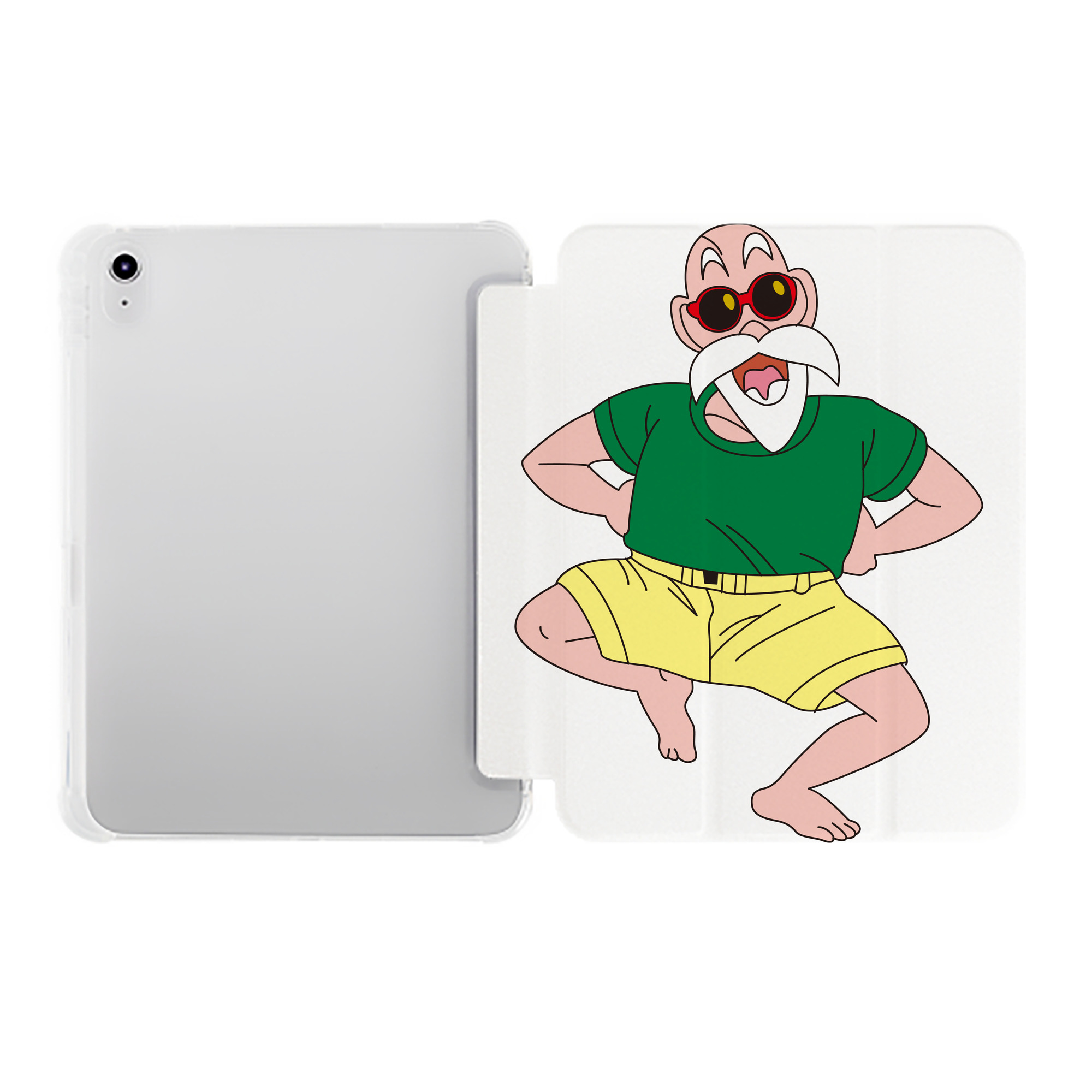 （画像用） ドラゴンボール 亀仙人（かめせんにん） DRAGON BALL Master Roshi Kame Sennin IPad ケース ペン収納付き 三つ折りスタンド PUレザー×シリコン 対応機種9.5/10.5/10.9インチ